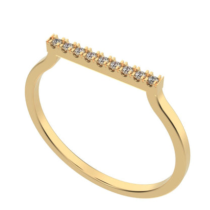 0.0675Ct Round Cut Simulated Clear Diamond Minimalist Half Eternity Stackable simple 14K / 18K Solid Yellow Gold everyday wedding band