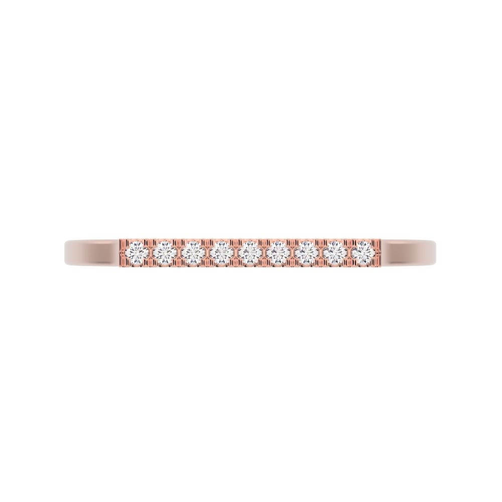 0.0675Ct Round Cut Simulated Clear Diamond dainty Minimalist Half Eternity Stackable simple 14K / 18K Solid Rose Gold everyday wedding band