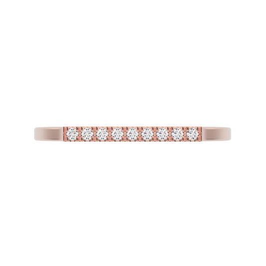 0.0675Ct Round Cut Simulated Clear Diamond dainty Minimalist Half Eternity Stackable simple 14K / 18K Solid Rose Gold everyday wedding band