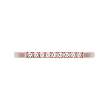 0.0675 ct Round Cut Moissanite dainty Minimalist Half Eternity Stackable light simple 14K / 18K Solid Rose Gold everyday wedding band