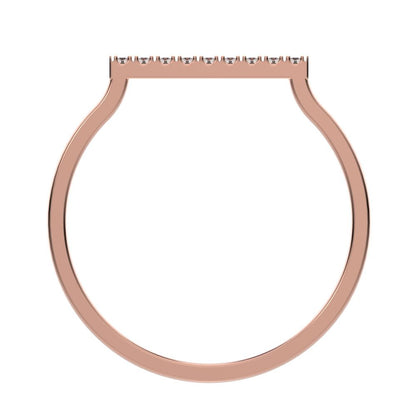 0.0675Ct Round Cut Simulated Clear Diamond dainty Minimalist Half Eternity Stackable simple 14K / 18K Solid Rose Gold everyday wedding band