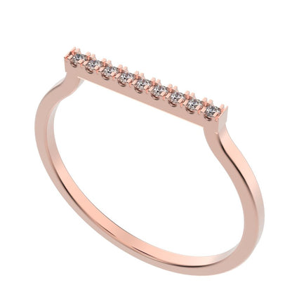 0.0675Ct Round Cut Simulated Clear Diamond dainty Minimalist Half Eternity Stackable simple 14K / 18K Solid Rose Gold everyday wedding band