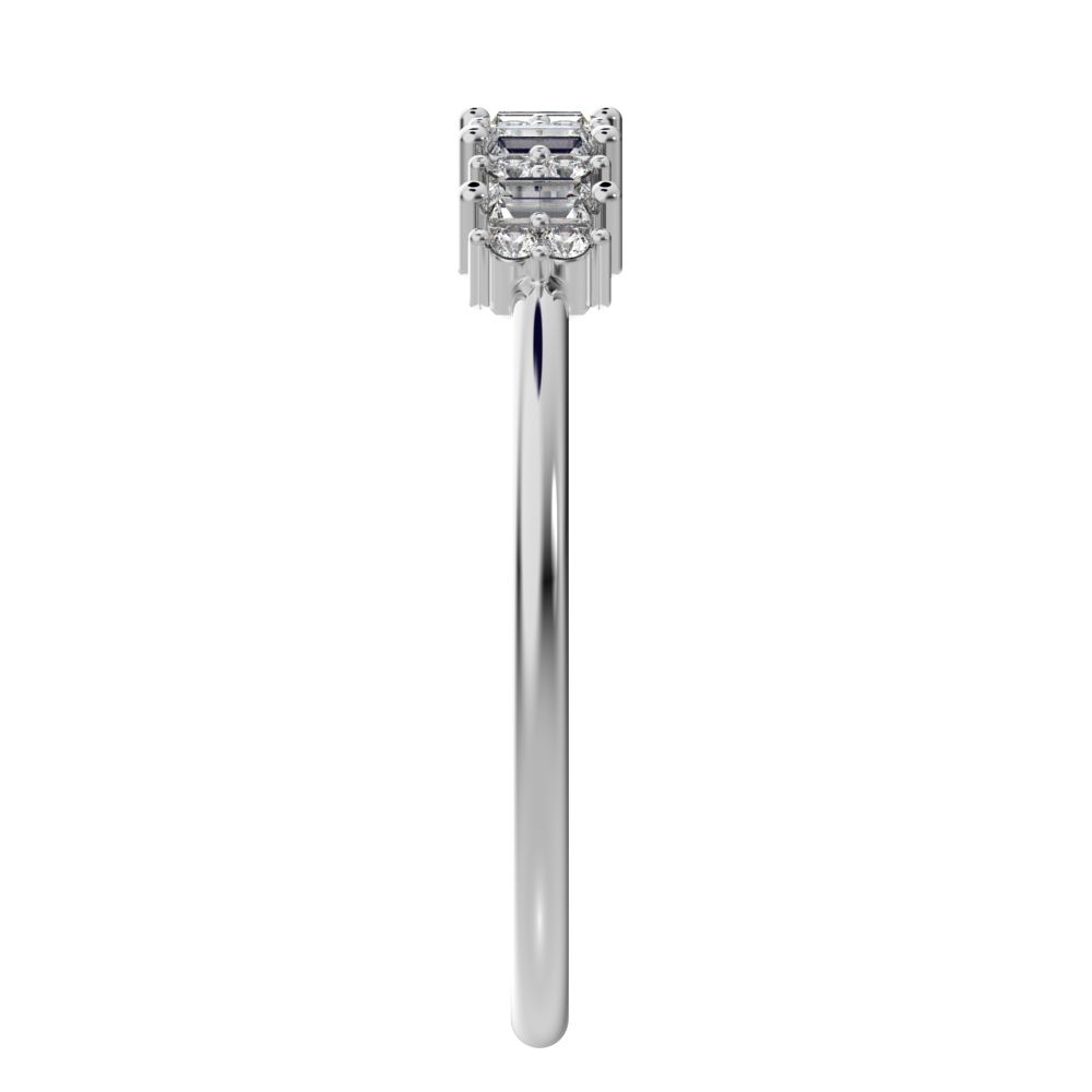 2.09 ct Baguette Cut Moissanite dainty Minimalist half eternity cluster stackable 14K / 18K Solid White Gold everyday wedding band