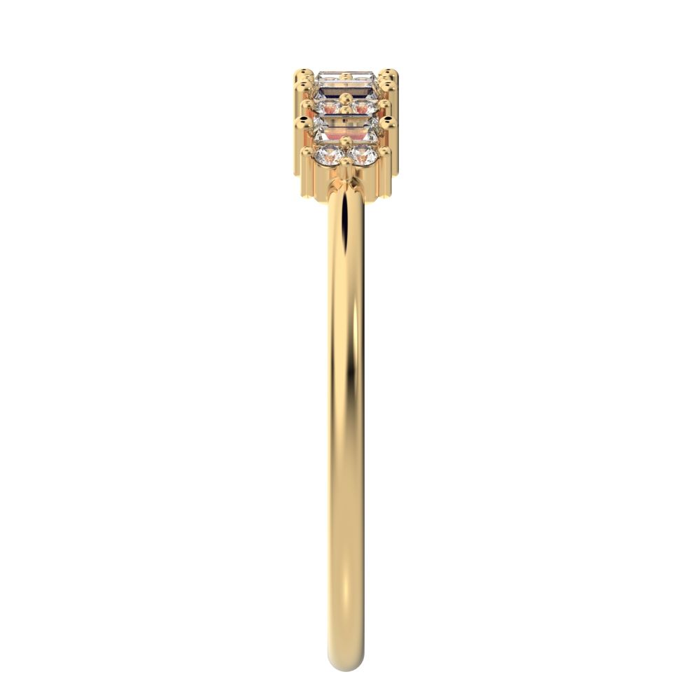 2.09 ct Baguette Cut Simulated Clear Diamond dainty half eternity cluster stackable 14K / 18K Solid Yellow Gold everyday wedding band