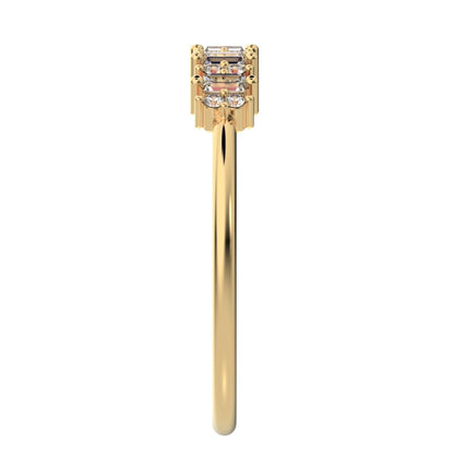2.09 ct Baguette Cut Moissanite dainty Minimalist half eternity cluster stackable 14K / 18K Solid Yellow Gold everyday wedding band