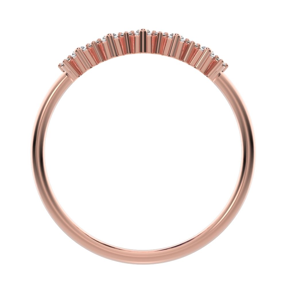 2.09 ct Baguette Cut Simulated Clear Diamond dainty half eternity cluster stackable 14K / 18K Solid Rose Gold everyday wedding band