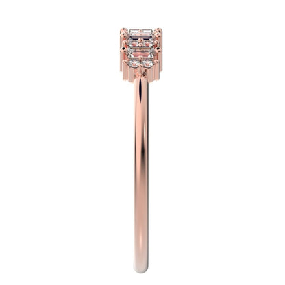 2.09Ct Baguette Cut Moissanite dainty Minimalist half eternity cluster stackable 14K / 18K Solid Rose Gold everyday wedding band
