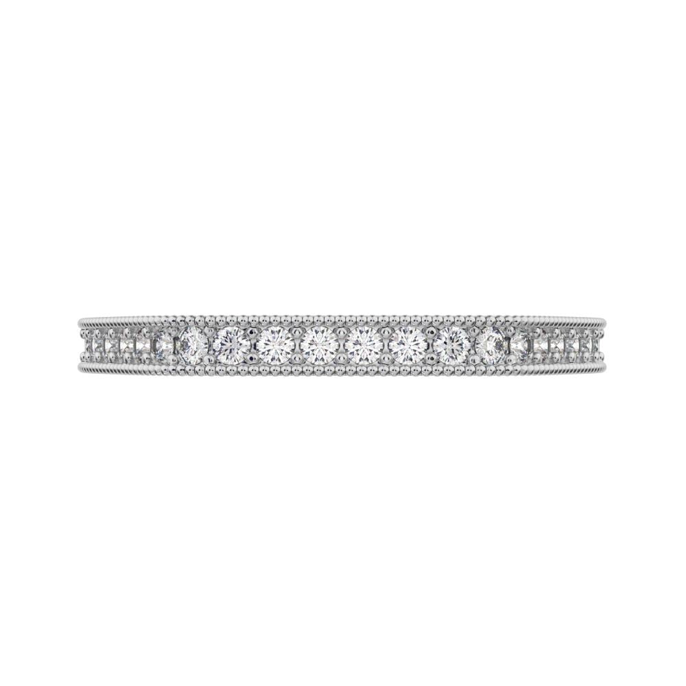 0.2Ct Round Cut Simulated Clear Diamond dainty half eternity cluster stackable 14K / 18K Solid White Gold everyday wedding band