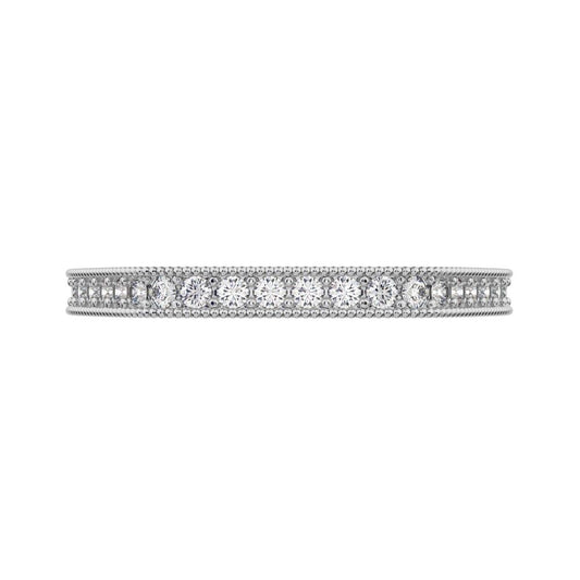0.2Ct Round Cut Simulated Clear Diamond dainty half eternity cluster stackable 14K / 18K Solid White Gold everyday wedding band