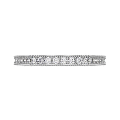 0.2Ct Round Cut Moissanite dainty Minimalist half eternity cluster stackable 14K / 18K Solid White Gold everyday wedding band