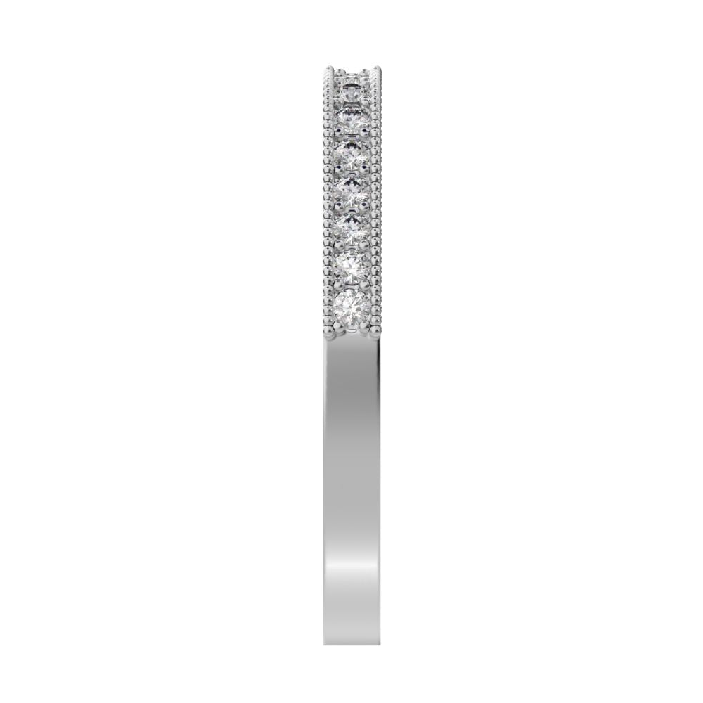 0.2Ct Round Cut Moissanite dainty Minimalist half eternity cluster stackable 14K / 18K Solid White Gold everyday wedding band