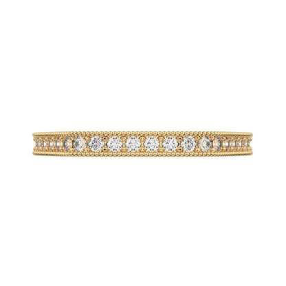 0.2Ct Round Cut Simulated Clear Diamond dainty half eternity cluster stackable 14K / 18K Solid Yellow Gold everyday wedding band