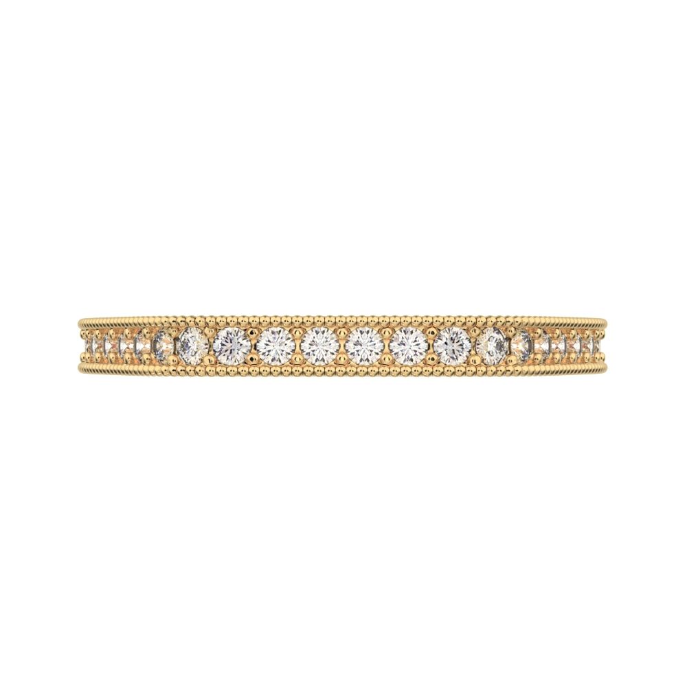0.2Ct Round Cut Moissanite dainty Minimalist half eternity cluster stackable 14K / 18K Solid Yellow Gold everyday wedding band