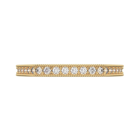 0.2Ct Round Cut Moissanite dainty Minimalist half eternity cluster stackable 14K / 18K Solid Yellow Gold everyday wedding band