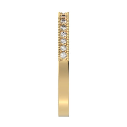 0.2Ct Round Cut Simulated Clear Diamond dainty half eternity cluster stackable 14K / 18K Solid Yellow Gold everyday wedding band