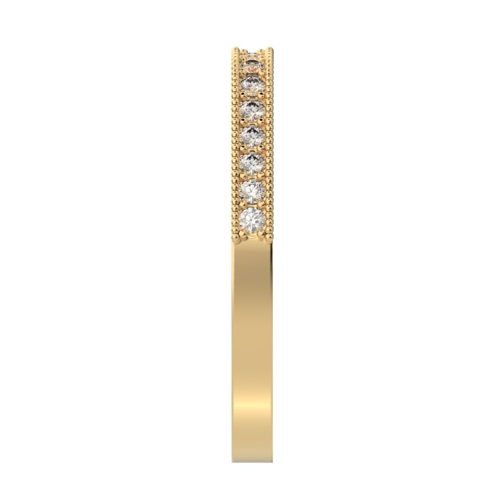 0.2Ct Round Cut Moissanite dainty Minimalist half eternity cluster stackable 14K / 18K Solid Yellow Gold everyday wedding band