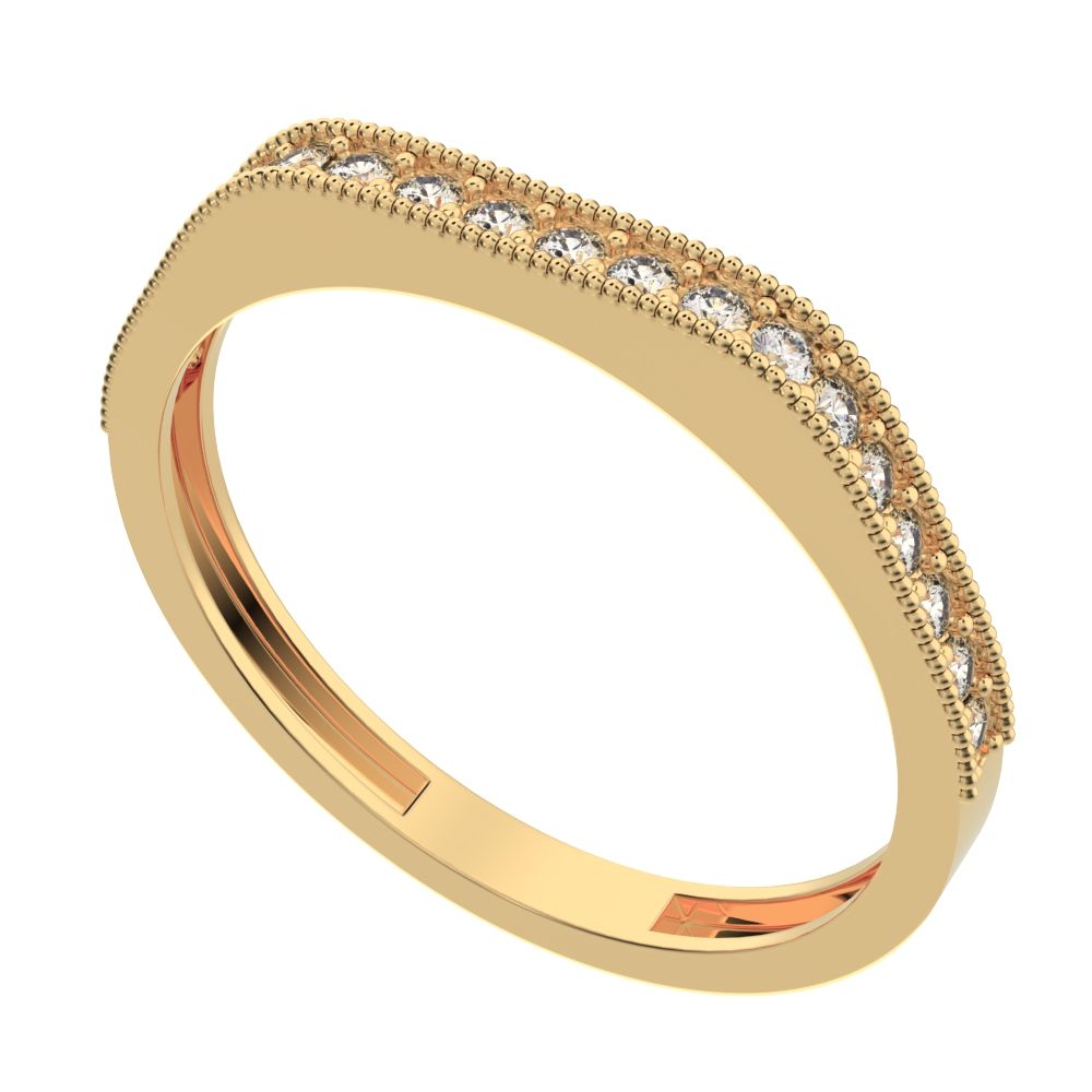 0.2Ct Round Cut Moissanite dainty Minimalist half eternity cluster stackable 14K / 18K Solid Yellow Gold everyday wedding band