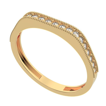0.2Ct Round Cut Moissanite dainty Minimalist half eternity cluster stackable 14K / 18K Solid Yellow Gold everyday wedding band