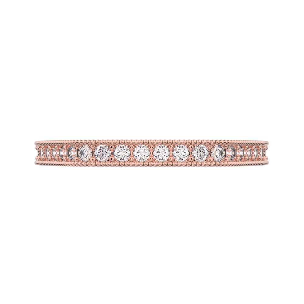 0.2Ct Round Cut Simulated Clear Diamond dainty half eternity cluster stackable 14K / 18K Solid Rose Gold everyday wedding band