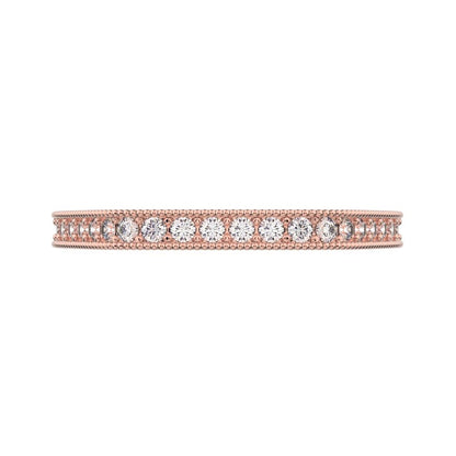 0.2Ct Round Cut Moissanite dainty Minimalist half eternity cluster stackable 14K / 18K Solid Rose Gold everyday wedding band