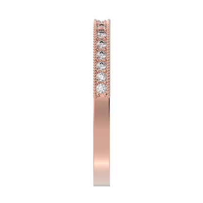0.2Ct Round Cut Simulated Clear Diamond dainty half eternity cluster stackable 14K / 18K Solid Rose Gold everyday wedding band