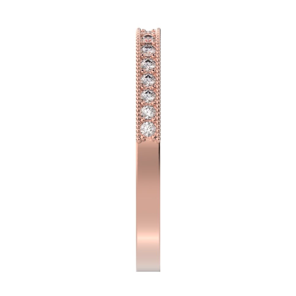 0.2Ct Round Cut Moissanite dainty Minimalist half eternity cluster stackable 14K / 18K Solid Rose Gold everyday wedding band
