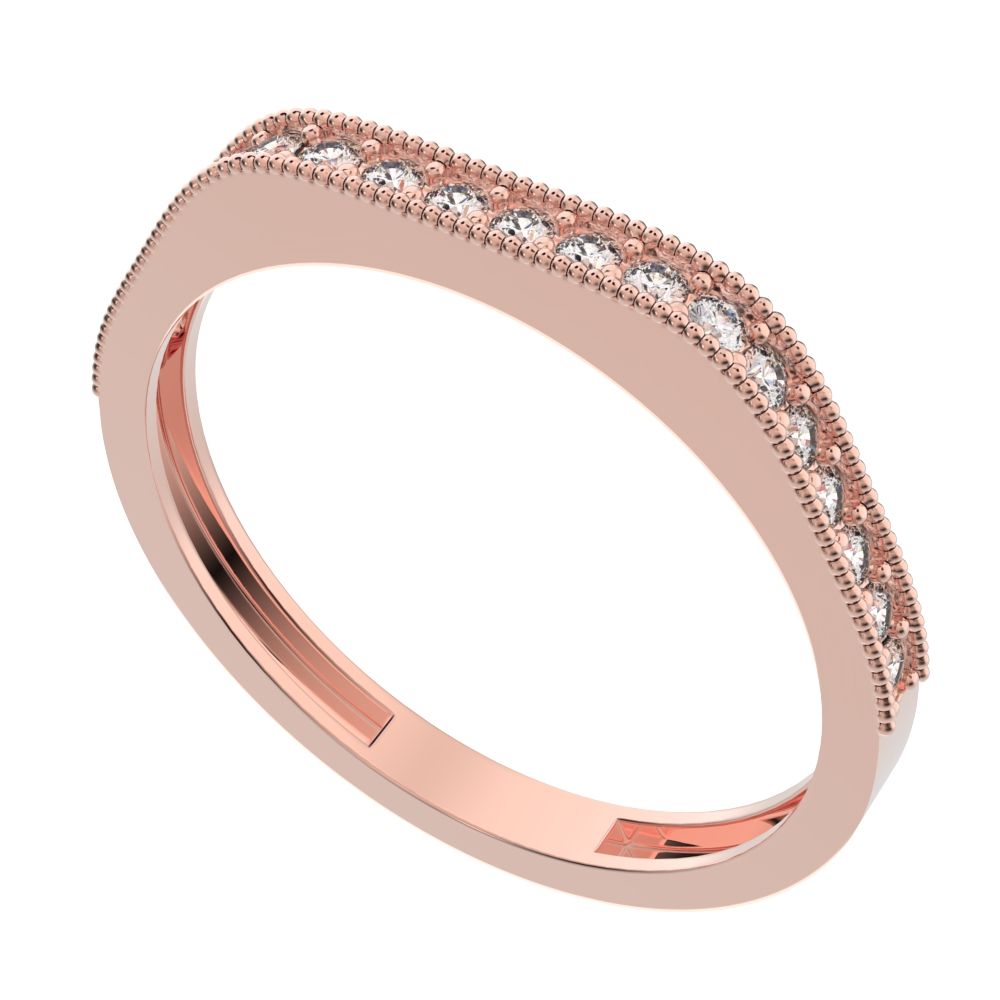 0.2Ct Round Cut Simulated Clear Diamond dainty half eternity cluster stackable 14K / 18K Solid Rose Gold everyday wedding band