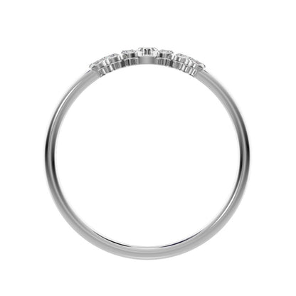0.26Ct Marquise Cut Simulated Clear Diamond Minimalist Stackable tiara crown chevron eye 14K / 18K Solid White Gold everyday wedding band