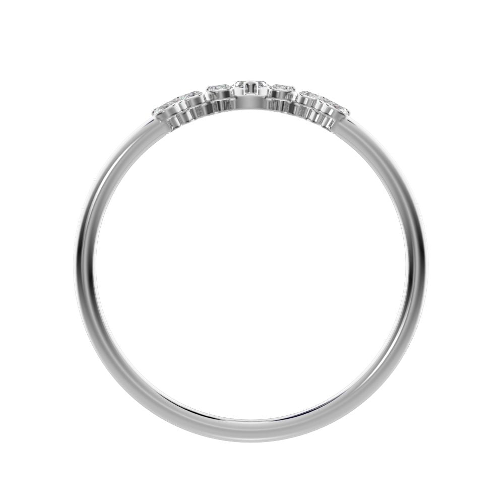 0.26 ct Marquise Cut Moissanite dainty Minimalist Stackable tiara crown chevron eye 14K / 18K Solid White Gold everyday wedding band