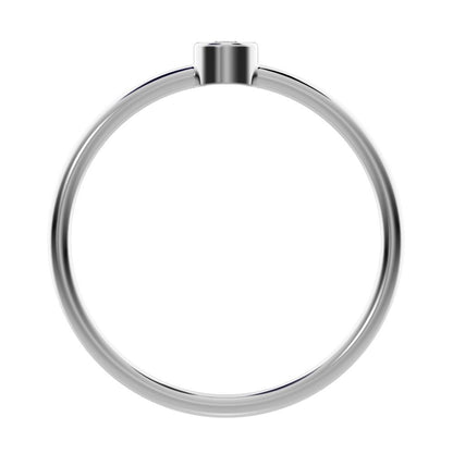 0.06 ct Round Cut Simulated Clear Diamond dainty Minimalist bezel solitaire light stackable 14K / 18K Solid White Gold everyday ring