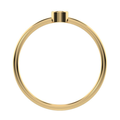 0.06 ct Round Cut Moissanite dainty Minimalist bezel solitaire light stackable 14K / 18K Solid Yellow Gold everyday ring