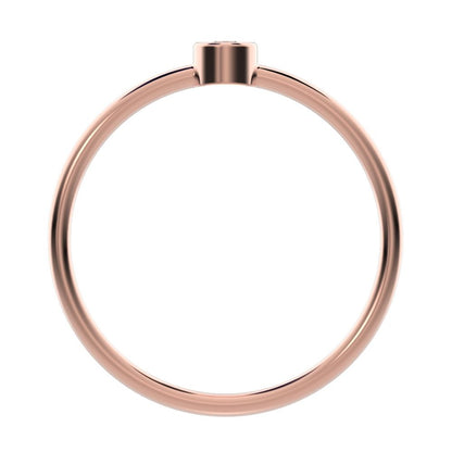 0.06 ct Round Cut Simulated Clear Diamond dainty Minimalist bezel solitaire light stackable 14K / 18K Solid Rose Gold everyday ring