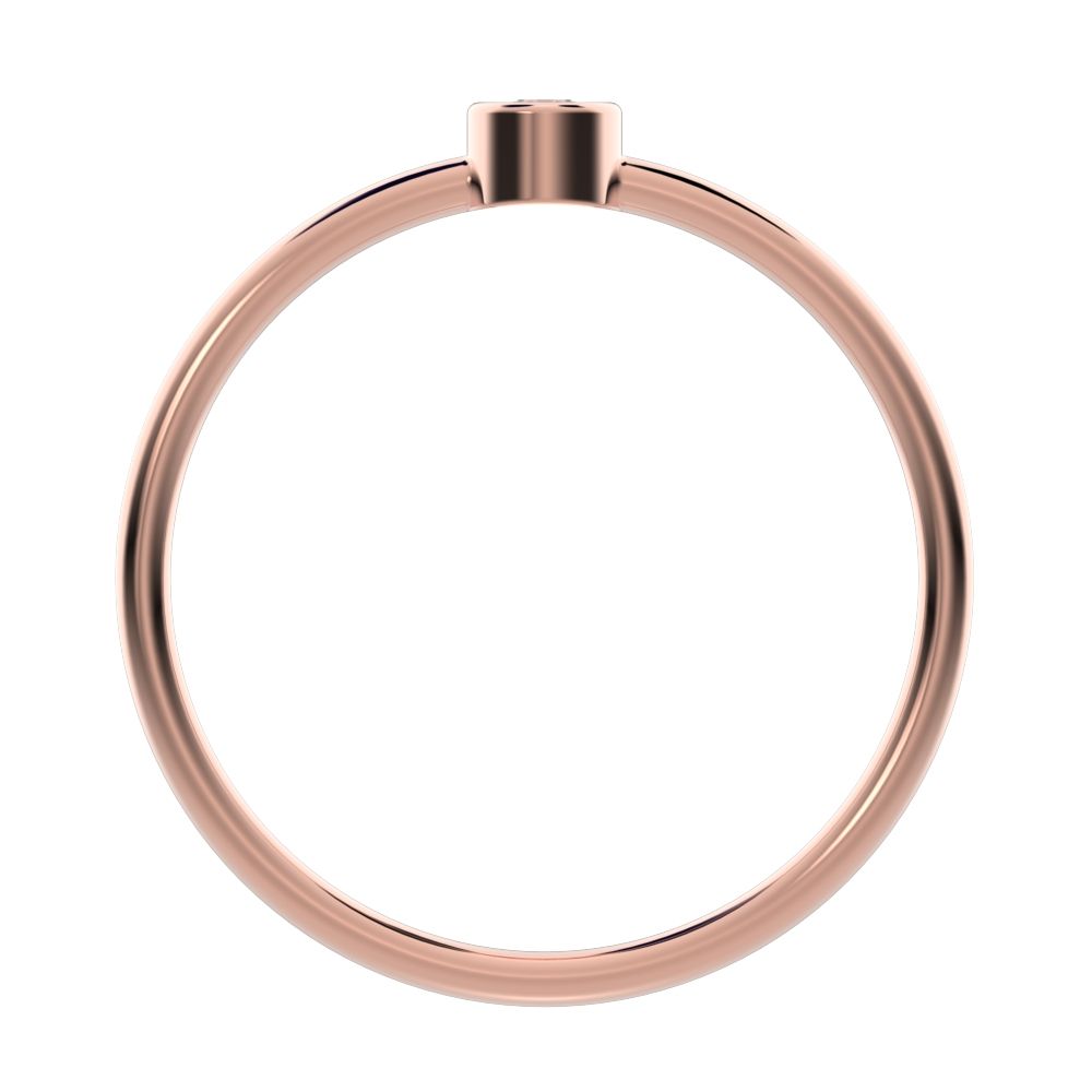 0.06 ct Round Cut Moissanite dainty Minimalist bezel solitaire light stackable 14K / 18K Solid Rose Gold everyday ring