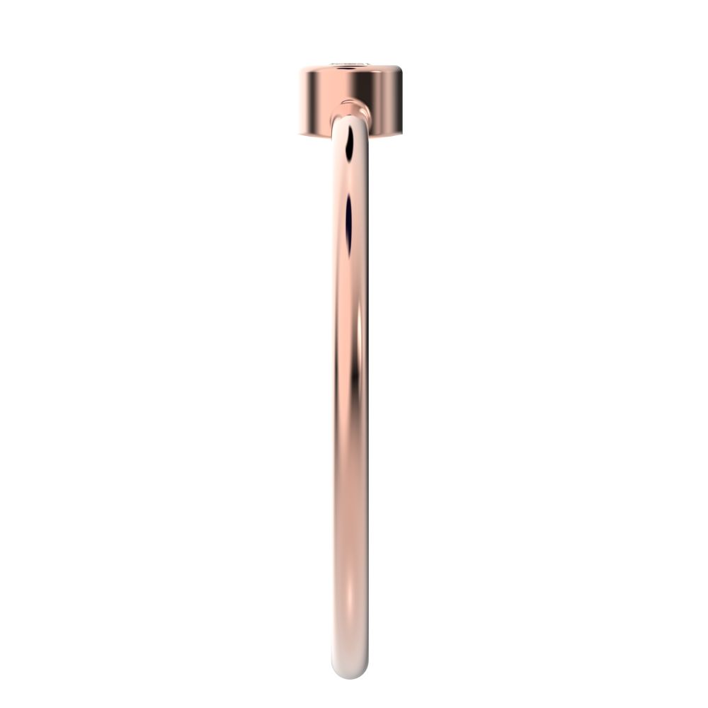 0.06 ct Round Cut Moissanite dainty Minimalist bezel solitaire light stackable 14K / 18K Solid Rose Gold everyday ring
