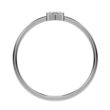 0.1 ct Baguette Cut Simulated Clear Diamond dainty Minimalist light stackable vertical 3 stone 14K / 18K Solid White Gold everyday ring