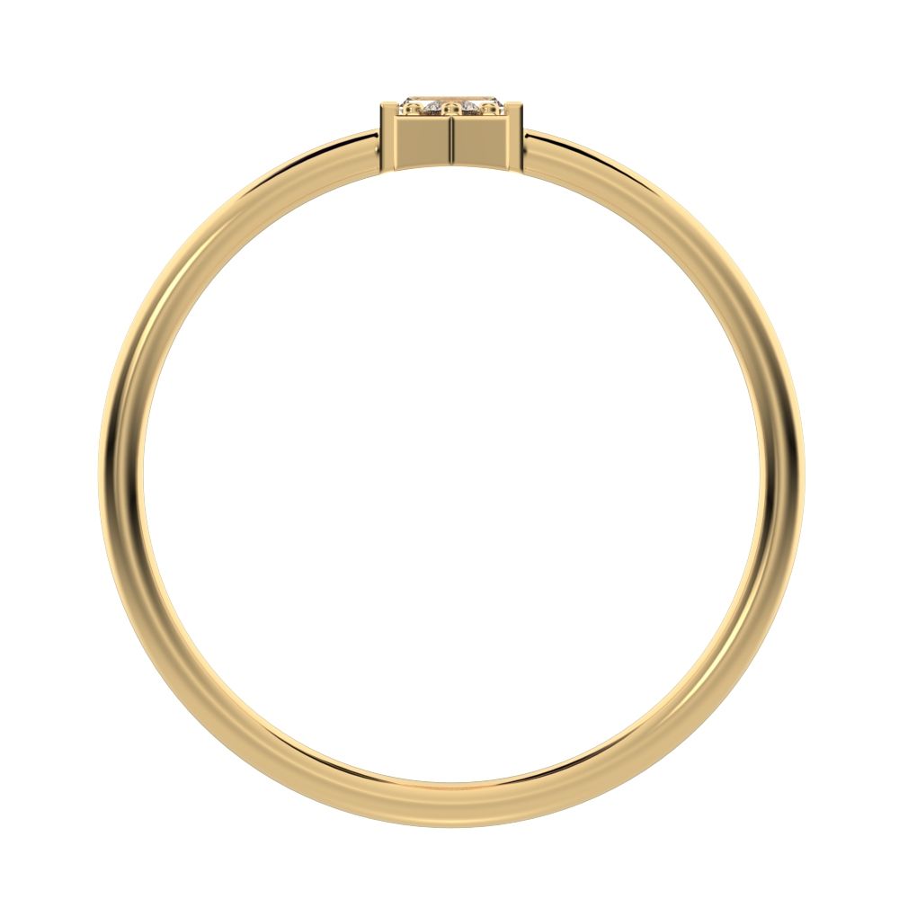 0.1 ct Baguette Cut Simulated Clear Diamond dainty Minimalist light stackable vertical 3 stone 14K / 18K Solid Yellow Gold everyday ring