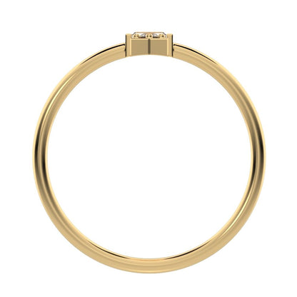 0.1 ct Baguette Cut Simulated Clear Diamond dainty Minimalist light stackable vertical 3 stone 14K / 18K Solid Yellow Gold everyday ring