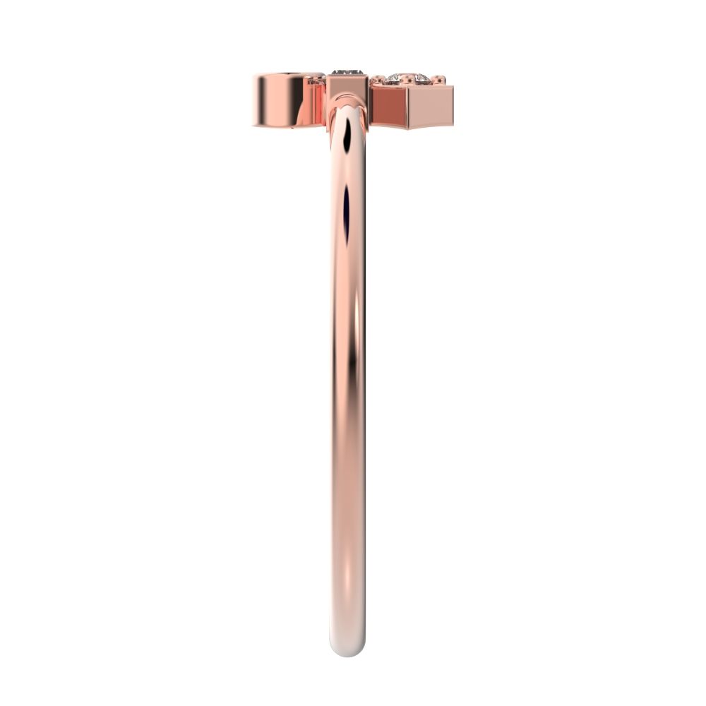 0.1 ct Baguette Cut Simulated Clear Diamond dainty Minimalist light stackable vertical 3 stone 14K / 18K Solid Rose Gold everyday ring