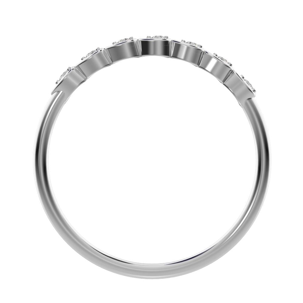 0.07Ct Round Cut Simulated Clear Diamond Minimalist Half Eternity eye Stackable simple 14K / 18K Solid White Gold everyday wedding band