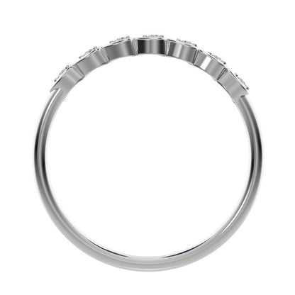0.07Ct Round Cut Simulated Clear Diamond Minimalist Half Eternity eye Stackable simple 14K / 18K Solid White Gold everyday wedding band