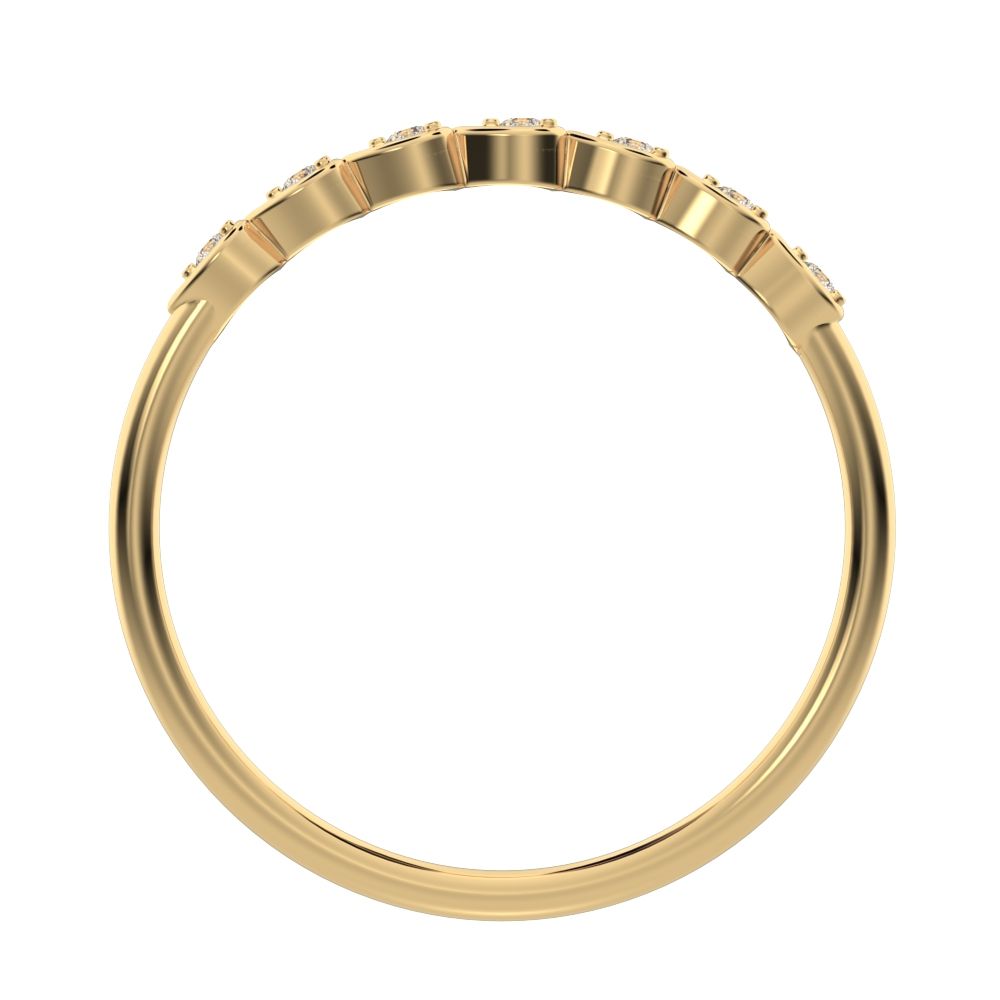 0.07 ct Round Cut Moissanite dainty Minimalist Half Eternity eye bezel Stackable simple 14K / 18K Solid Yellow Gold everyday wedding band