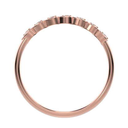 0.07Ct Round Cut Simulated Clear Diamond Minimalist Half Eternity eye Stackable simple 14K / 18K Solid Rose Gold everyday wedding band