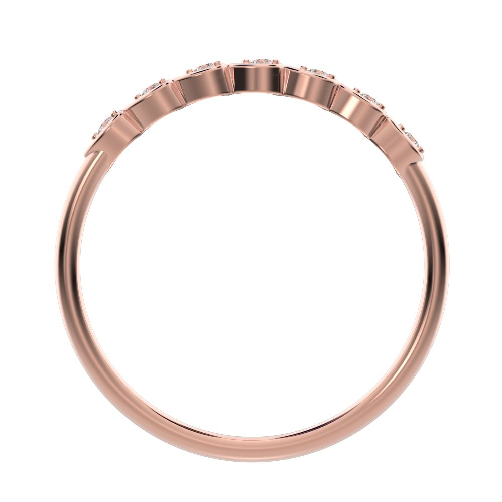 0.07Ct Round Cut VS/GH Natural Diamond Minimalist Half Eternity eye bezel Stackable simple 14K / 18K Solid Rose Gold everyday wedding band