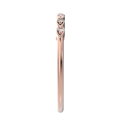 0.07Ct Round Cut Simulated Clear Diamond Minimalist Half Eternity eye Stackable simple 14K / 18K Solid Rose Gold everyday wedding band