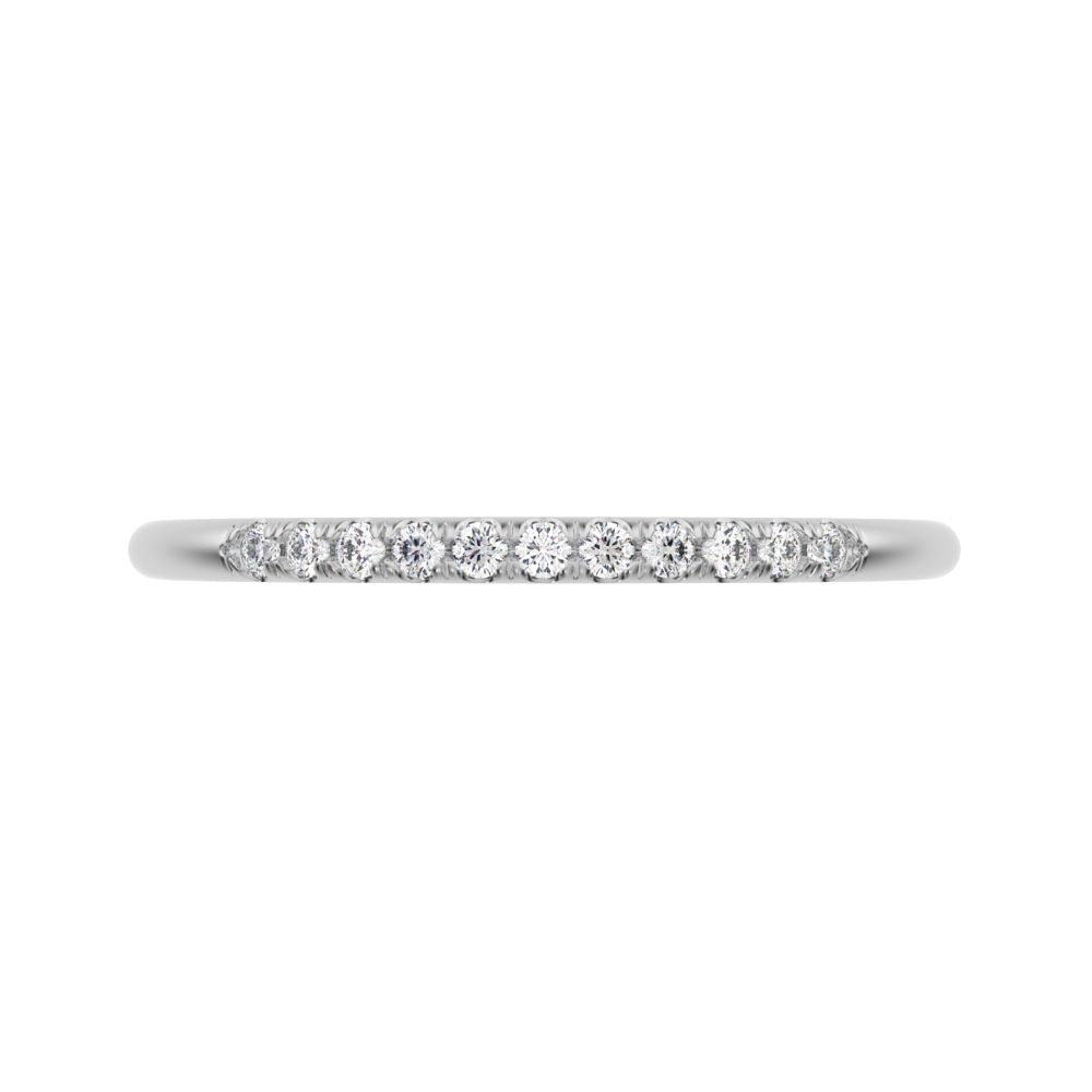0.11 ct Round Cut Simulated Clear Diamond dainty Half Eternity simple Stackable bar light 14K / 18K Solid White Gold everyday wedding band