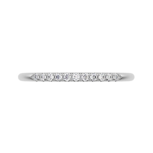 0.11 ct Round Cut Simulated Clear Diamond dainty Half Eternity simple Stackable bar light 14K / 18K Solid White Gold everyday wedding band
