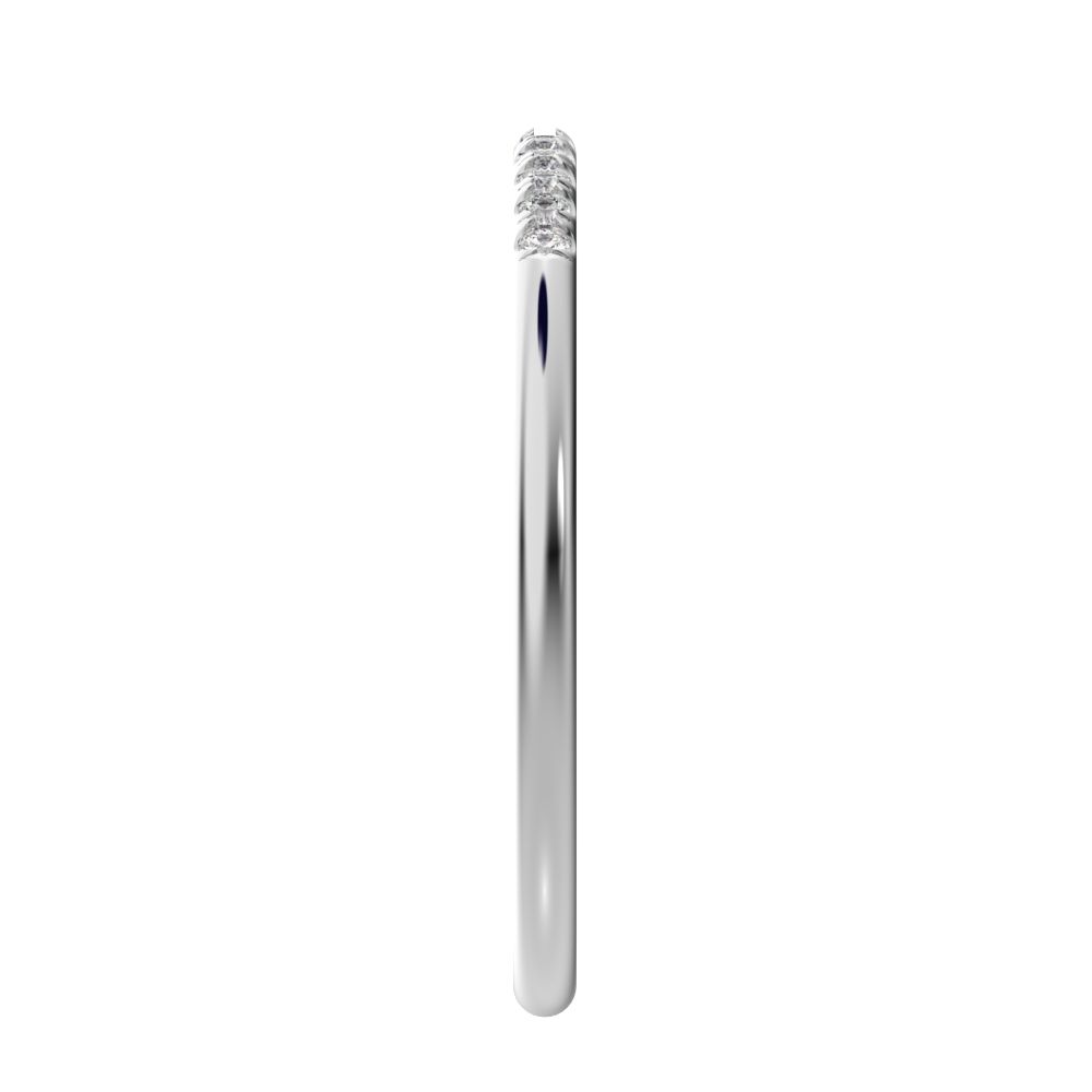 0.11 ct Round Cut Simulated Clear Diamond dainty Half Eternity simple Stackable bar light 14K / 18K Solid White Gold everyday wedding band