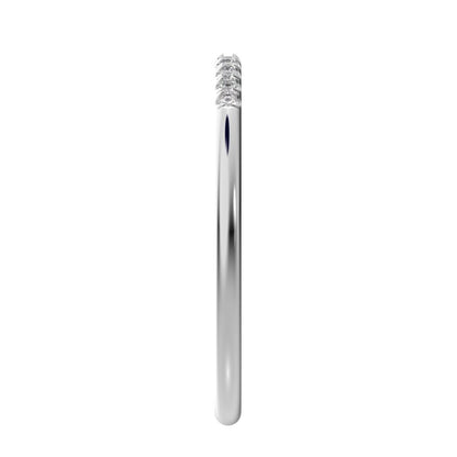 0.11 ct Round Cut Simulated Clear Diamond dainty Half Eternity simple Stackable bar light 14K / 18K Solid White Gold everyday wedding band