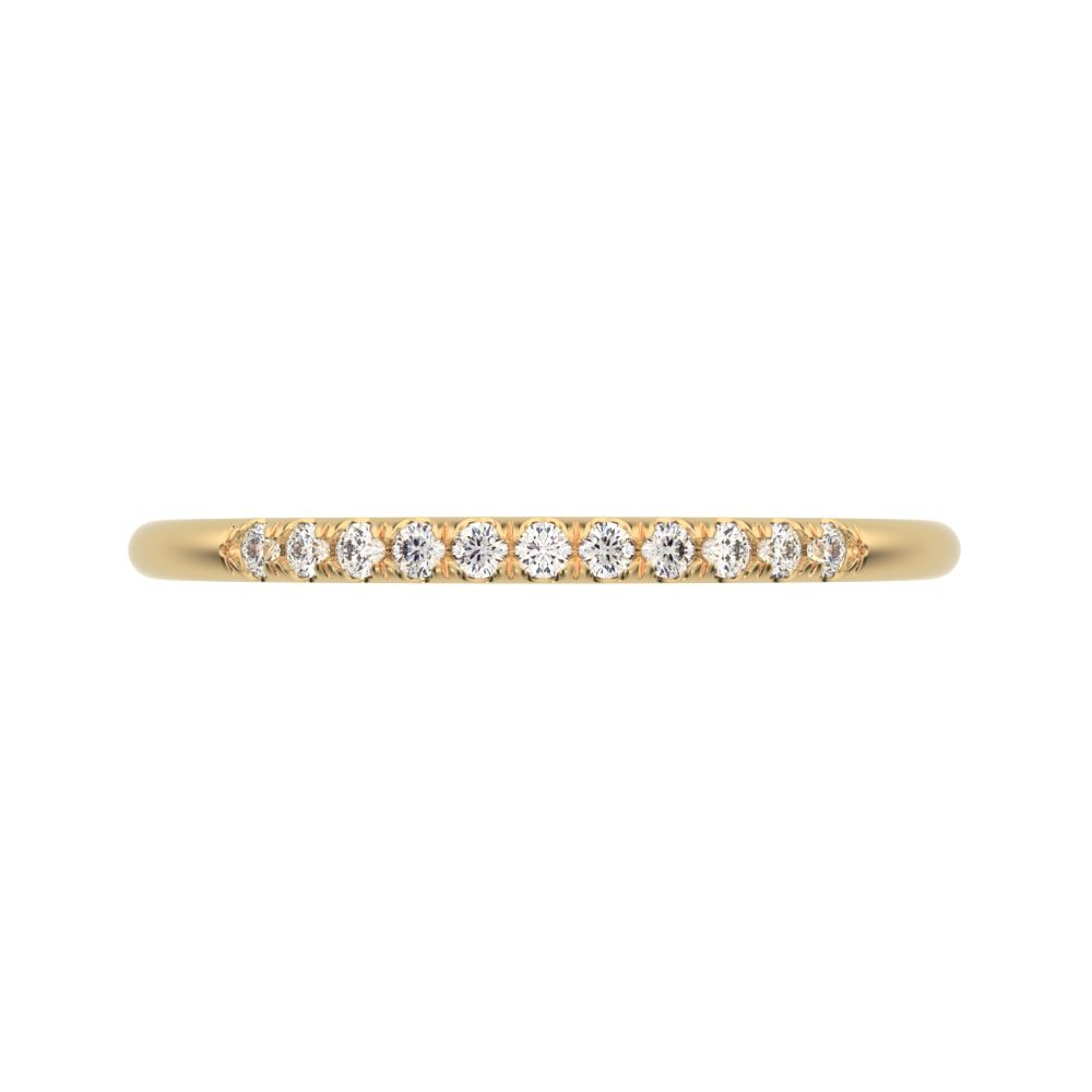 0.11 ct Round Cut Simulated Clear Diamond dainty Half Eternity simple Stackable bar light 14K / 18K Solid Yellow Gold everyday wedding band