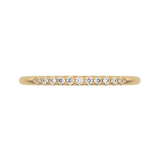 0.11 ct Round Cut Simulated Clear Diamond dainty Half Eternity simple Stackable bar light 14K / 18K Solid Yellow Gold everyday wedding band